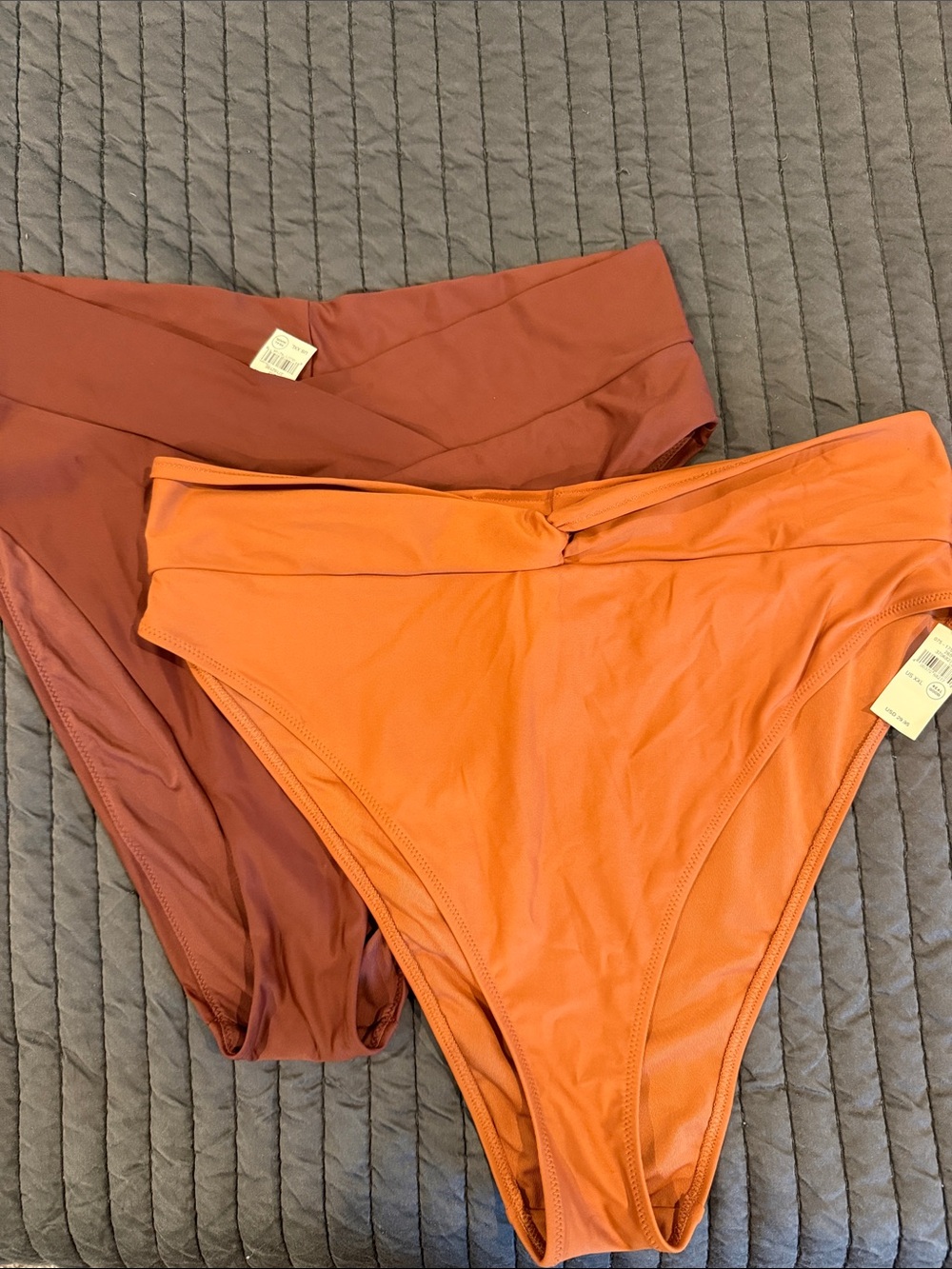 aerie High-Waist Swim Bottoms in Rust and Orange